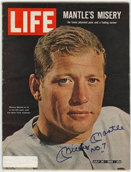 1965 Mickey Mantle Autographed Life Magazine with Mantle on Cover (PSA/DNA)